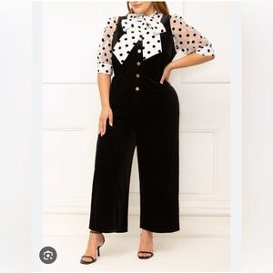 Eloquii set 🖤🤍- Sz20 velvet jumpsuit with gold details with coordinating shirt